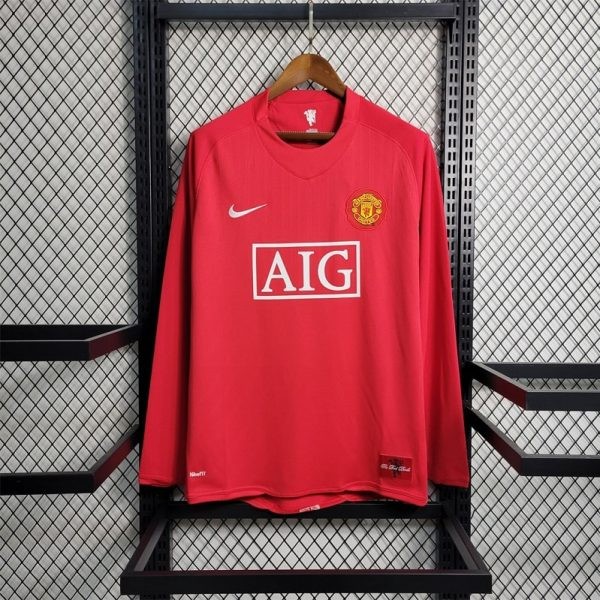 MAILLOT RETRO VINTAGE MANCHESTER UNITED HOME 2007-08 MANCHES LONGUES
