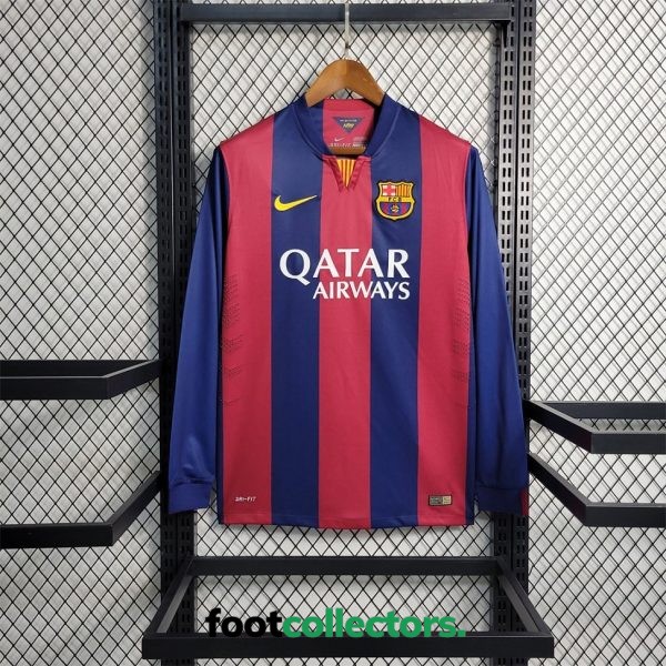 MAILLOT RETRO VINTAGE FC BARCELONE HOME 2014-15 MANCHES LONGUES (1)