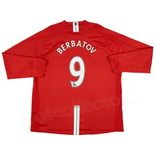 Maillot Manchester United Domicile 2007-2009 Berbatov Manches Longues