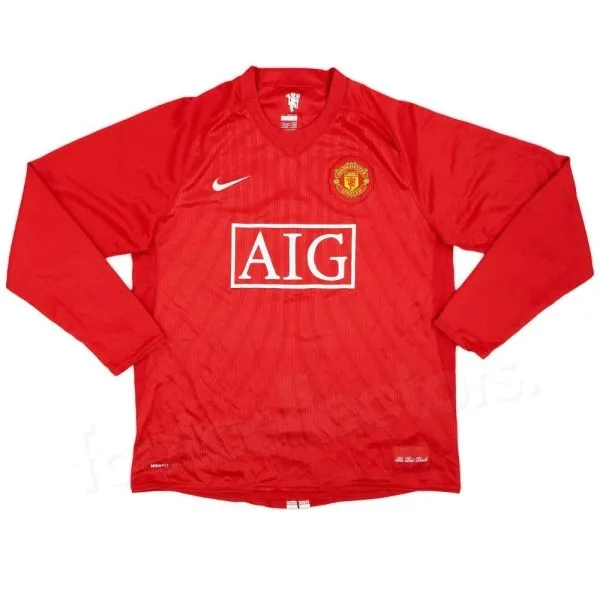Maillot Manchester United Domicile 2007-2009 Neville Manches Longues