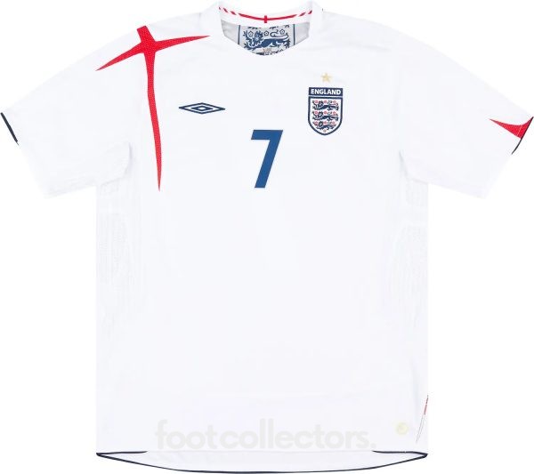 Maillot Retro Vintage Angleterre Domicile 2005 2007 Beckham