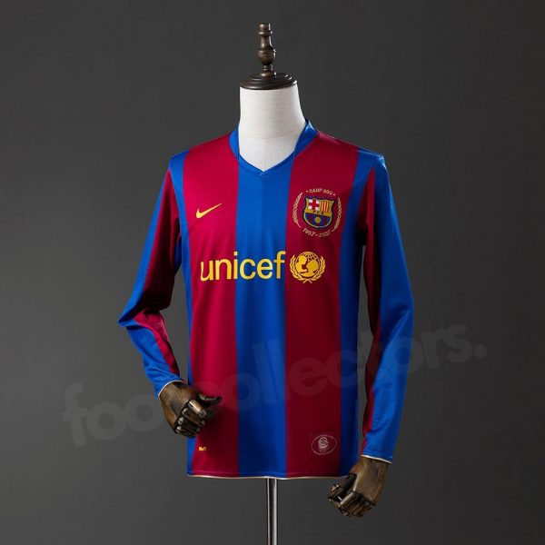 Maillot Barca Domicile 2007-2008 Manches Longues