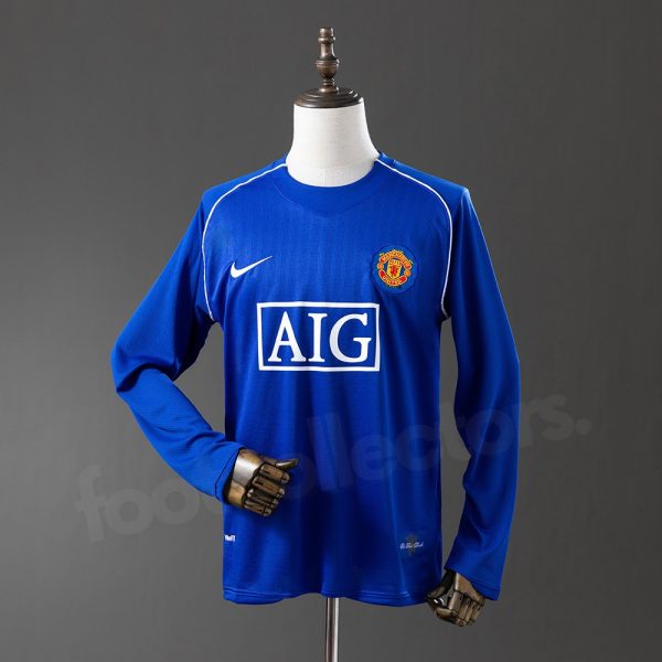Maillot Manchester United 2007-2008 Gardien Manches Longues Bleu