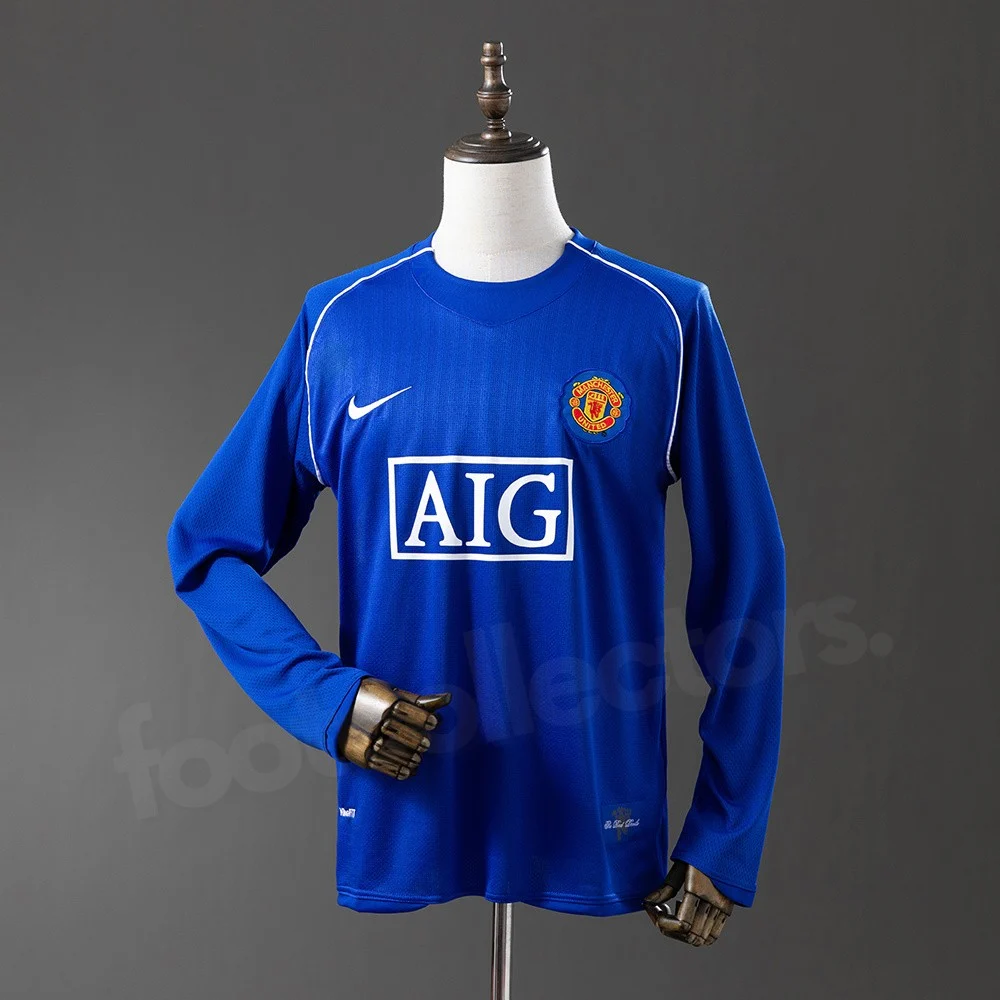 Maillot Manchester United 2007 2008 Gardien Manches Longues Bleu (1)