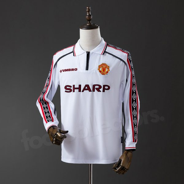 Maillot Manchester United Exterieur 1998-1999 Speciale Edition Manches Longues