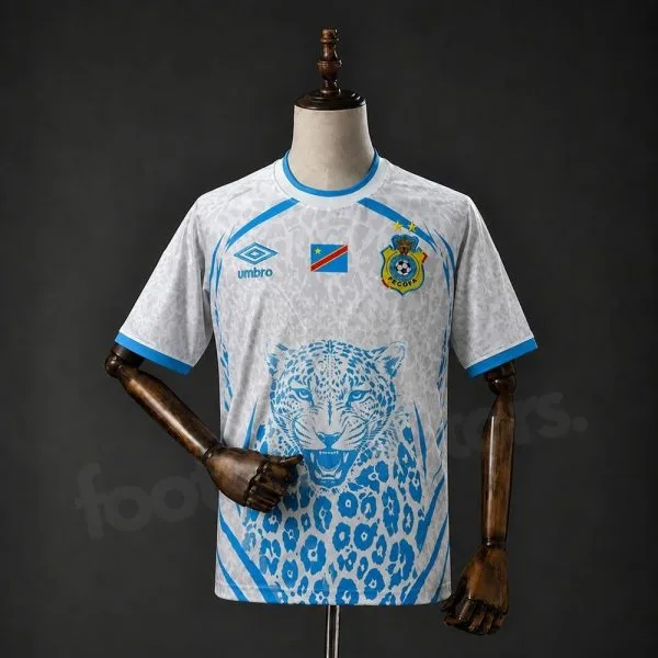 Maillot Congo RDC Exterieur 2026 2027 Blanc Léopard